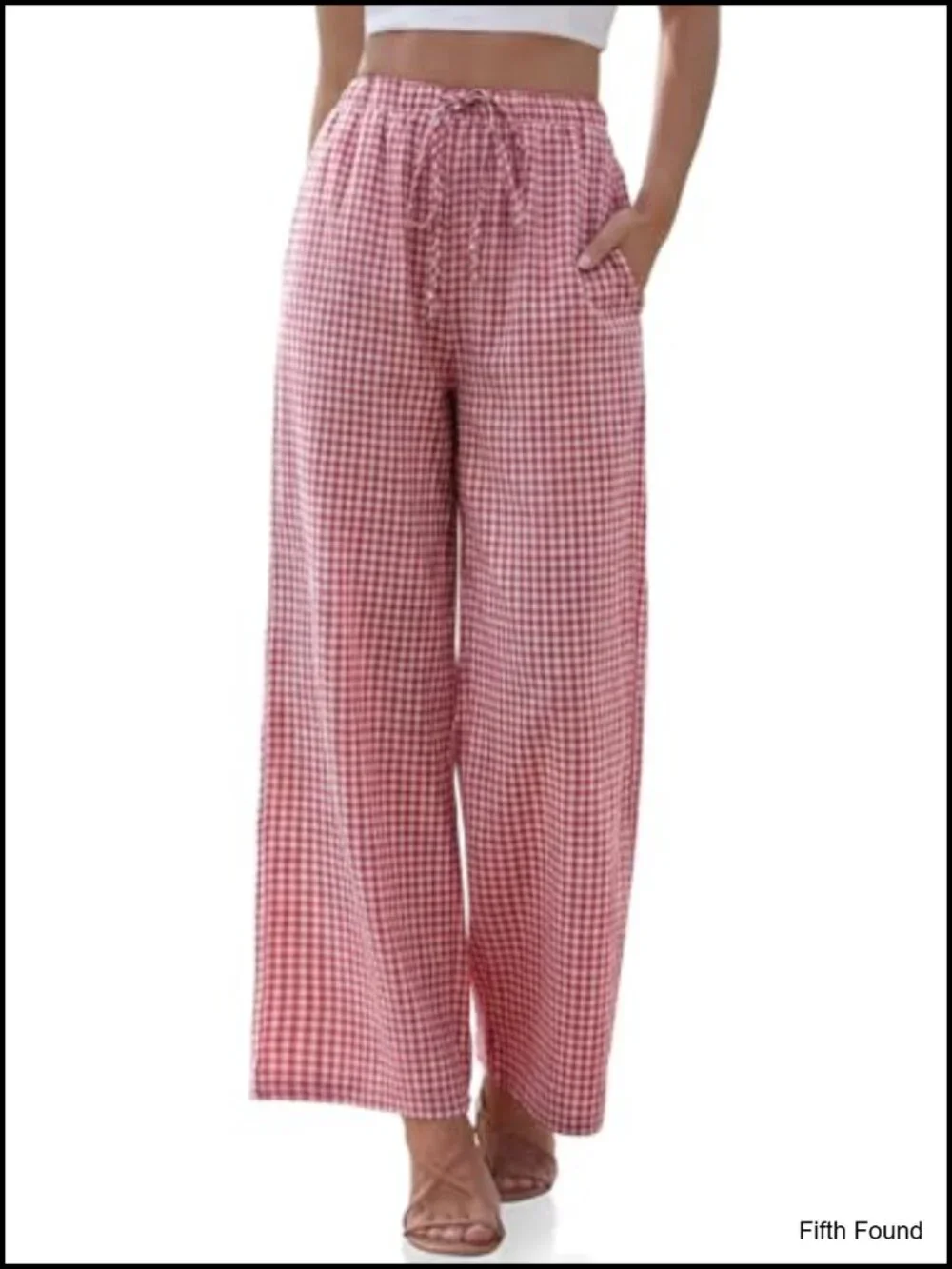 Linen Blend Wide Leg Palazzo Pants Drawstring Elastic Waist Casual Pockets